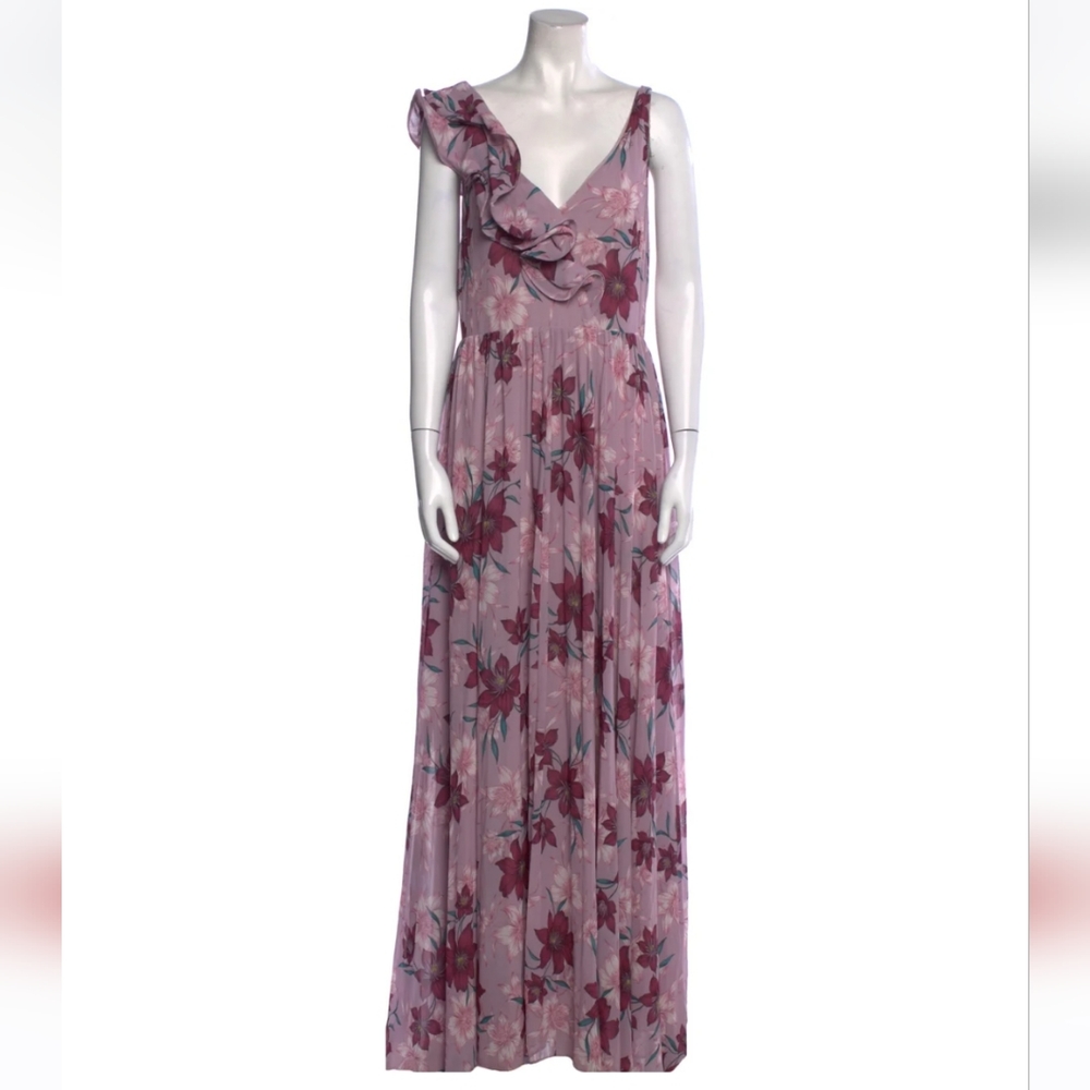 ML‎ Monique Lhuillier Floral Sleeveless Maxi Dress 6